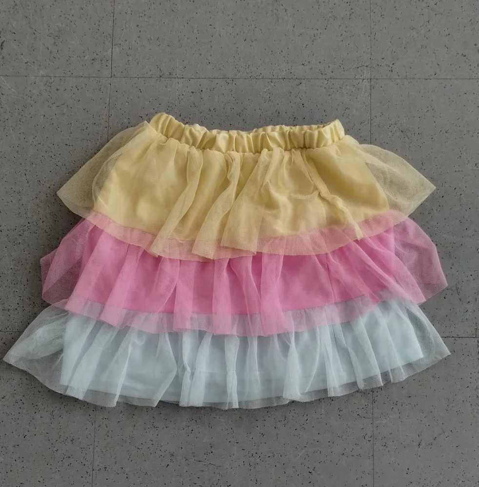 Way To Celebrate Girls Tiered Tutu Mesh Skirt, SZ girl S (6-6x) Yellow Pink Blue - Picture 2 of 16